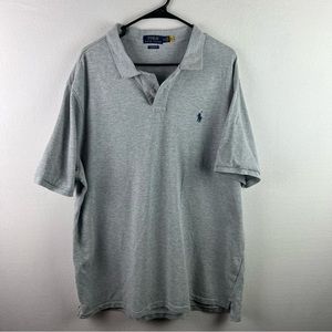 Polo Ralph Lauren Mens Polo Shirt 2XL Gray Solid Short Sleeve Golf Classic Fit